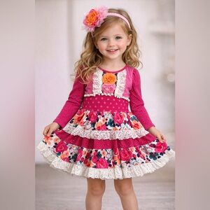 Zaza Couture Boutique Toddler Dress – Cotton, Velvet & Lace NWT 2T Pink Ivory‎